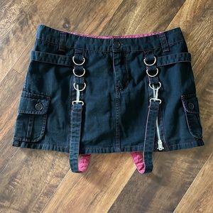 Stylish Black Mini Skirt with Buckle Accents